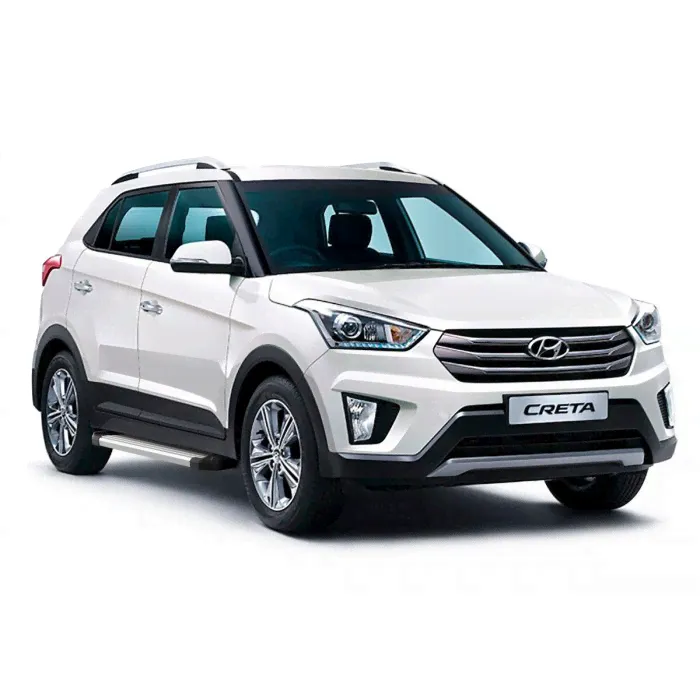 Пороги алюминиевые Rival Silver для Hyundai Creta 2016-2024